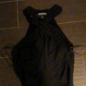 Express black sized 0 dress x crisp cross top w sheer material below knee size 0